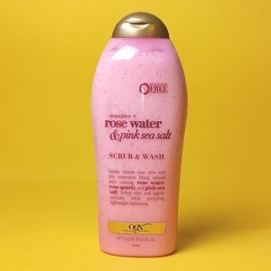 OGX Sensitive+rose water & Pink Sea Salt Scrub & Body Wash 19.5 FL. OZ.